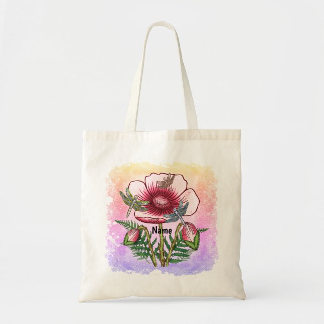 Libelle Roter Mohn Tragetasche (Vorne)