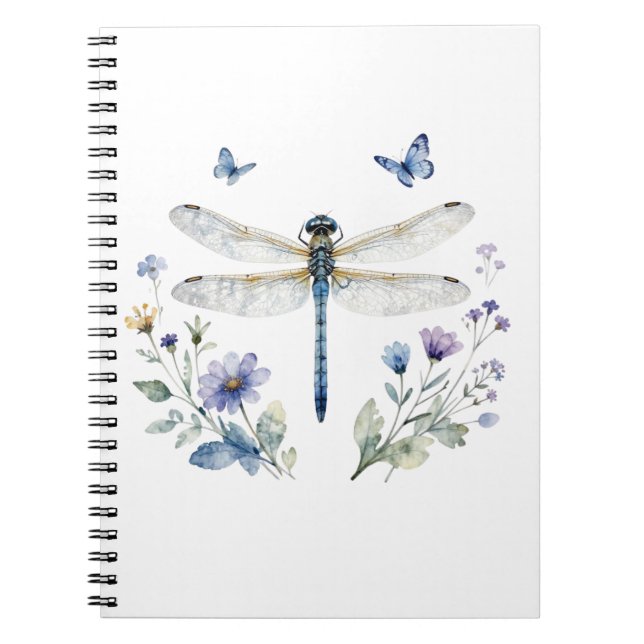 Libelle Schmetterling Wildblumen Notizbuch |  Notizblock (Vorderseite)