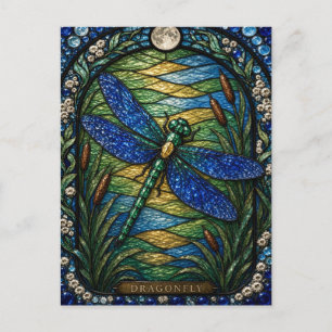 Libelle, Teichperle Bleiglas Postkarte