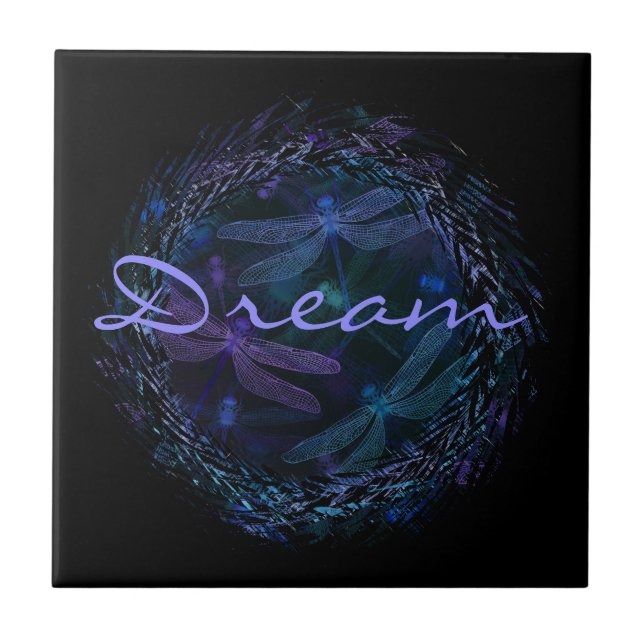 "Libelle träumt" - Keramik-Fliese Fliese (Vorderseite)