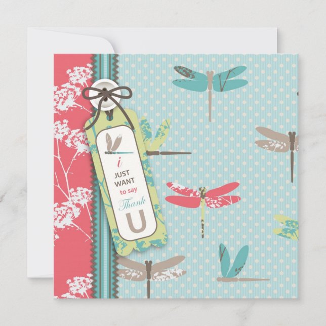 Libelle träumt TY Quadrat Dankeskarte (Vorderseite)