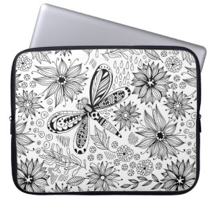Libelle und Blume-Doodle Laptopschutzhülle