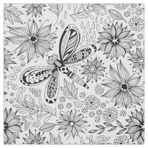 Libelle und Blume doodle Stoff