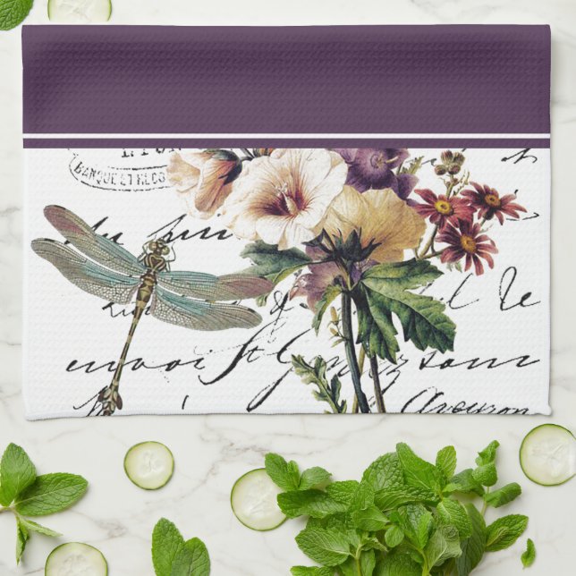 Libelle und Blumen Handtuch (Gefaltet)