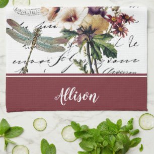 Libelle und Blumen personalisierte Küchentücher