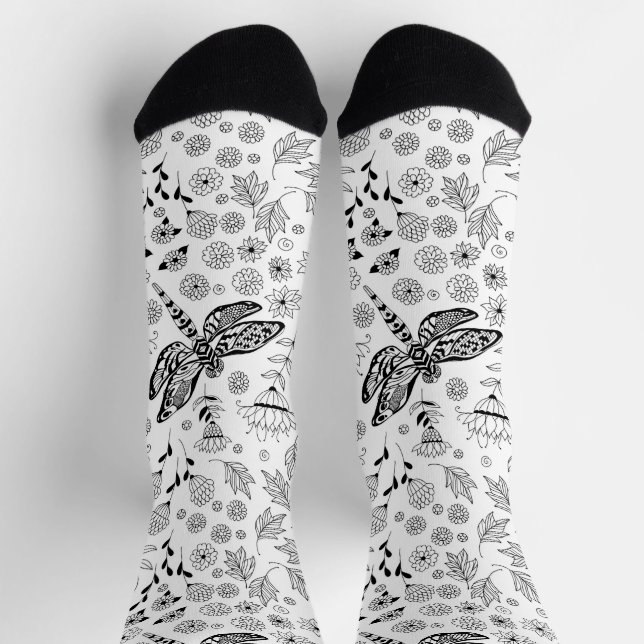Libelle und Blumen Socken (Oben)