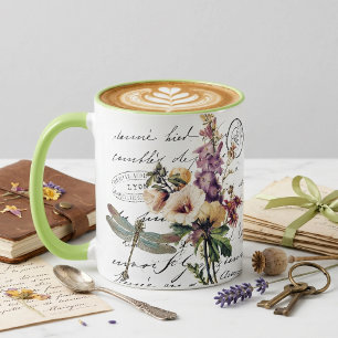Libelle und Blumen Tasse