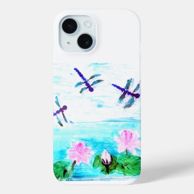 Libelle, Wasserlilie Blume Teich Malen Case-Mate iPhone Hülle (Rückseite)