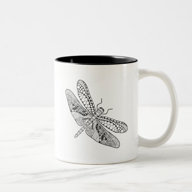 Libelle Zendoodle Zweifarbige Tasse (Rechts)