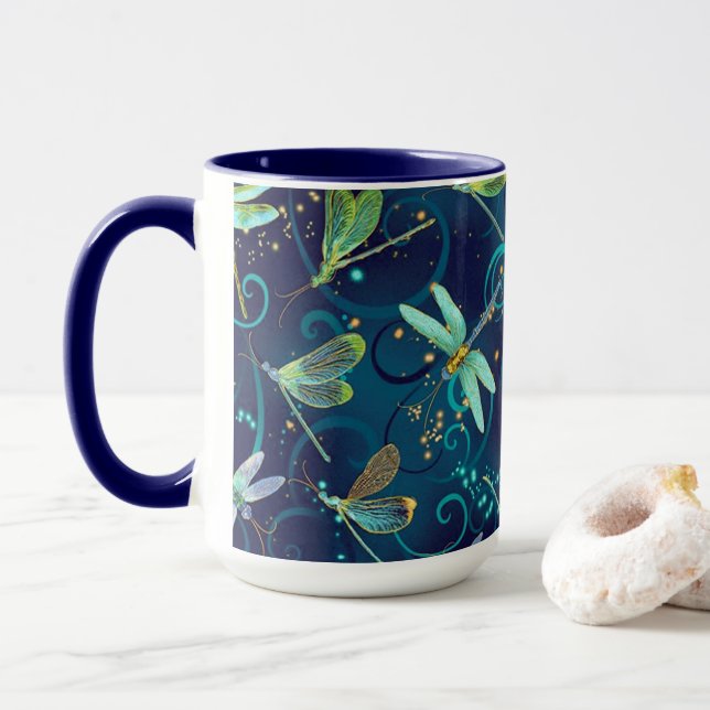 Libellen Aquamarin 15oz Combo-Tasse Tasse (Mit Donut)