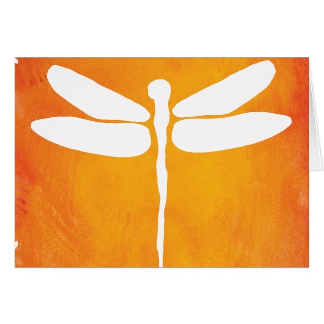 Libellen-Aquarell-weiße gelb-orangee Schablone (Vorderseite (Horizontal))
