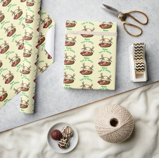 Libellen auf dem Korb der Blume Personalisiert Geschenkpapier (Kunsthandwerk)