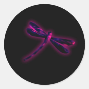Libellen-Aufkleber - Magenta-Glanz Runder Aufkleber