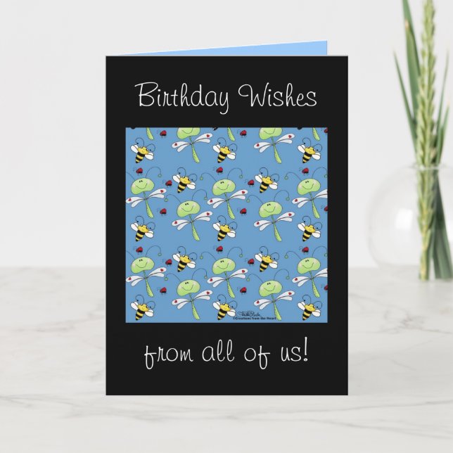 Libellen, Bienen und Ladybugs Collage Karte (Vorderseite)