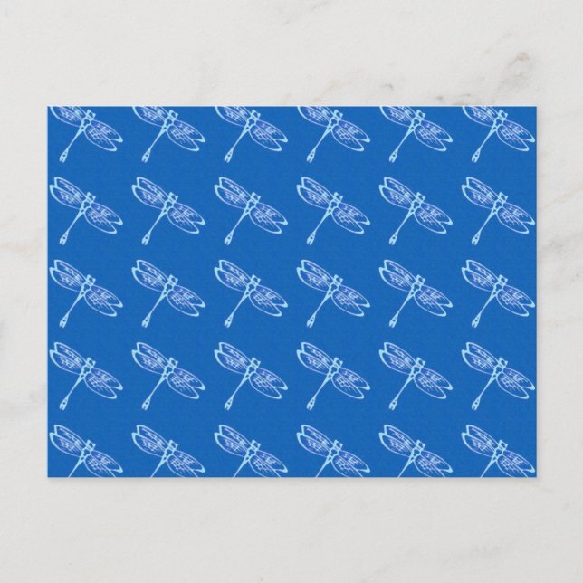 Libellen, blass auf Denim Blau Postkarte (Vorderseite)