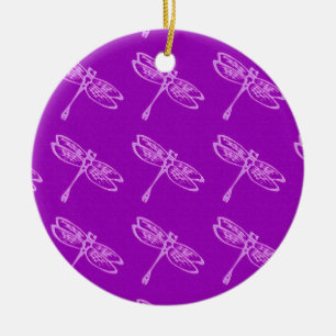 Libellen, blass orchid auf tief lila keramikornament