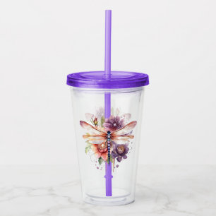 Libellen-Blumenmuster Acryltrinkbecher