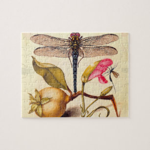 Libellen-Botanische-Natur-Wildlife-Hoefnagel-Kunst Puzzle
