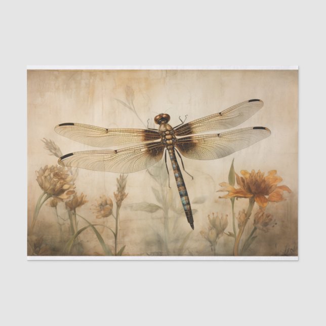 Libellen-Decoupage-Papier 3 Seidenpapier (Vorderseite)