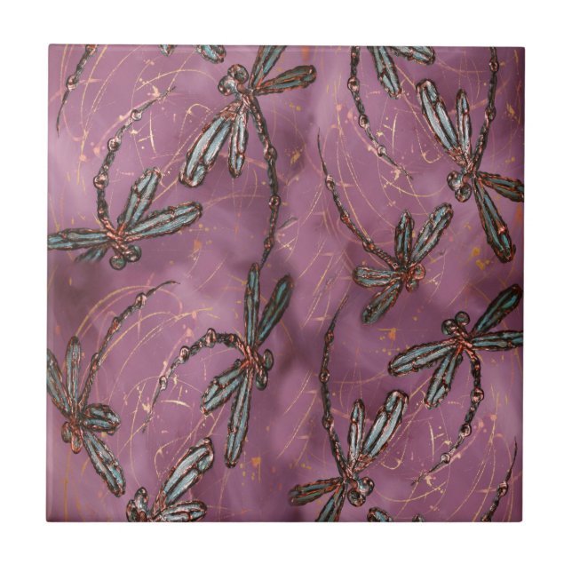 Libellen-Flitzen-düstere Rose Fliese (Vorderseite)