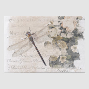 Libellen-Französisch-Schrift Shabby Floral Dekoupa Seidenpapier
