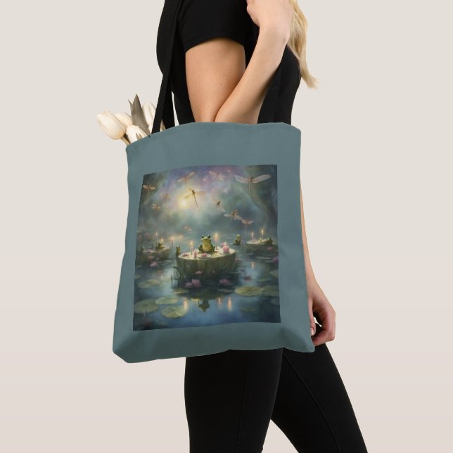 Libellen-Frosch-Seerosenblatt-Teich-Geschenktasche (Von Nahem)