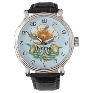 Libellen-Gelber-Mohn-Uhr Armbanduhr