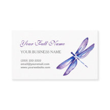 Libellen-Geschäfts-Karten| lila blauer Watercolor