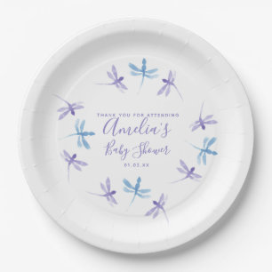 Libellen Handbemalte Babyparty  Pappteller