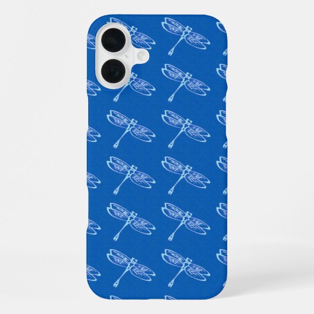 Libellen, hellblau auf Jeansblau iPhone Hülle (Rückseite)