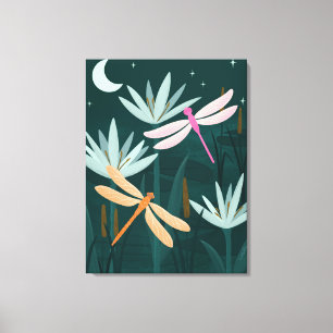 Libellen in Rosa und Orange Wandbild - Leinwand