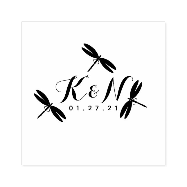 Libellen Initialen Logo Hochzeit Stempel (Prägung)