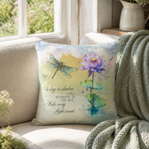 Libellen-Inspirationszitat & Aquarell-Design Kissen