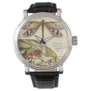 Libellen mit Blätter und Frucht Armbanduhr