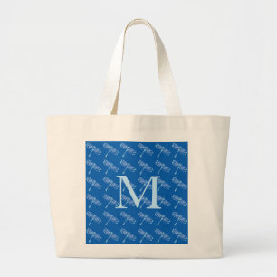 Libellen mit Monogramm auf Denimblau Jumbo Stoffbeutel