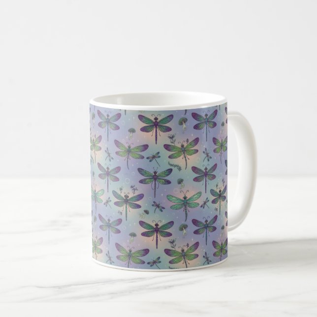 Libellen-Muster Kaffeetasse (VorderseiteRechts)