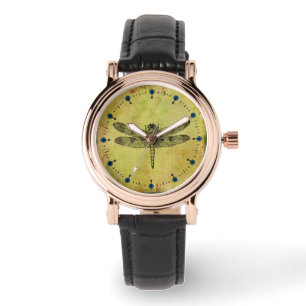 Libellen-quadratische Vintage lederner Bügel-Uhr Armbanduhr
