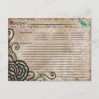 Libellen-Rezept-Karte Postkarte