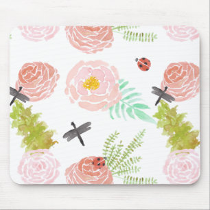 Libellen-Rosenwatercolor-Garten Mousepad