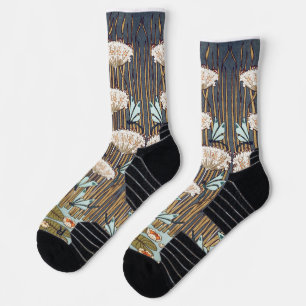 Libellen Seerosen Sumpf Jugendstil Socken