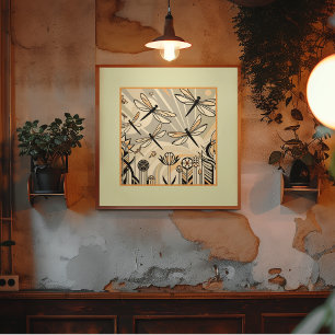 Libellen-Serenade: Eine Art Deco-Landschaft Poster