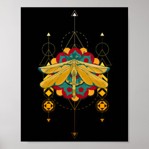Libellen-Symbole Mandala Insekten-Magie Poster
