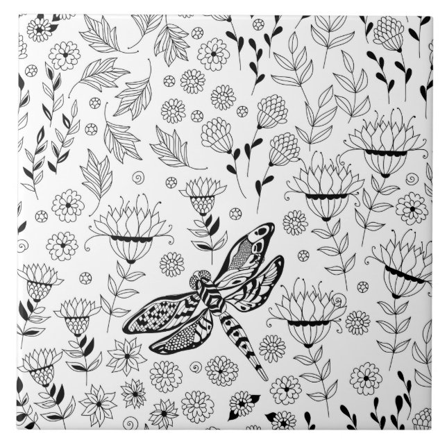 Libellen und Blume Fliese (Vorderseite)