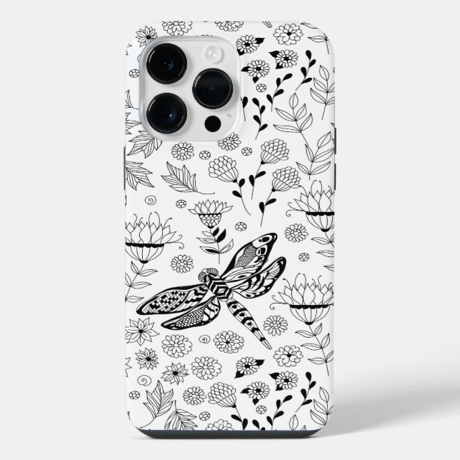 Libellen und Blume iPhone Hülle (Rückseite)