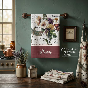 Libellen- und Blumen-personalisierte Küchentücher