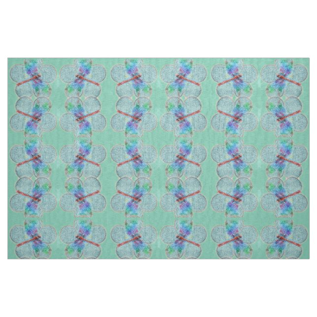 Libellen und Blüten (blau) Stoff (Fat Quarter (45,7 x 55,9 cm))