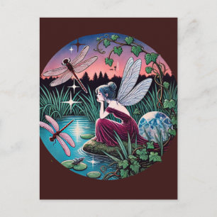 Libellen und Fairy Postkarte