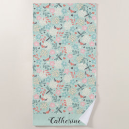 Libellen und Herzblumen Strandtuch