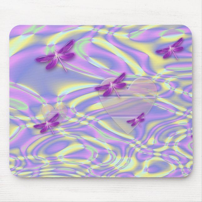 Libellen und Herzen Mousepad (Vorne)