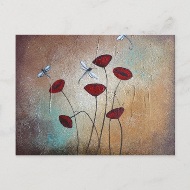 Libellen und Poppies Postkarte (Vorderseite)